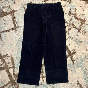 Koman Faux Suede Pants Size 40x31 Navy Baggy 90s Y2K
